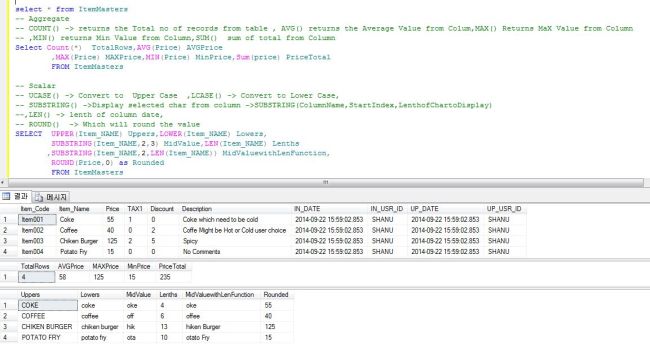 Simple Aggregate & Scalar Function